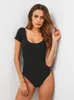 Womens Jumpsuits Rompers Black Sexy Bodysuit Tops U Neck Backless Bodycon Woman Clothing Body Short Sleeve Jumpsuit Women Clothes Summer Romper 230605