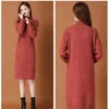 Casual Kleider Herbst Winter Lose Stricken Frauen Maxi Pullover Kleid Warme Dicke Rollkragen Gerade High Street Baggy Midi Pullover