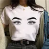 T-shirt 2021 Eyelash Graphic Printing Short Sleeve Harajuku Summer O-Neck Extra Large T-Shirt Women's Clothing P230603