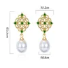 Boucles d'oreilles en perles de créateur pour femmes, boucles d'oreilles de luxe en cristal d'or, bijoux en argent 925, bijoux classiques pour femmes
