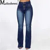 Pantalones vaqueros de mujer 2022 Moda Sexy Cintura alta Pantalones vaqueros elásticos Botón de mujer Pantalones de mezclilla lavados Femme Bolsillo Pantalón Bootcut Pantalones vaqueros de pierna recta Mujer J230605