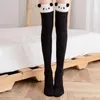 Женщины носки осень зимней теплые плюшевые носки для девочек мультфильм Panda на колене высокий сон мягкий эластичный коралловый флисовый пол для