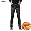 Hosen Idopy PU-Kunstlederhose Herren, winddicht, wasserdicht, Motorrad, Biker, Business, Herrenhose, dehnbares Leder, Slim-Fit, Übergröße