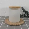 Sublimación de calidad en blanco 6oz vela tarro vaso recto con tapa de bambú tarro de cristal recto para dulces vaso esmerilado para transferencia de calor