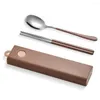 Dinnerware Sets 1 Set Cutlery Portable Stainless Steel Chopsticks Spoon Box Student Supplies For Kitchen Tableware