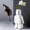 Vases Nordic style ceramic robot vase indoor flower pot modern home interior decoration white goods office desk 230603