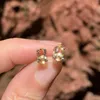 Stud Earrings 6MM Natural Citrine 925 Sterling Silver For Women Jewelry Gift Simple Peridot Green