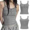 Tanks Camis 2023 Women's Summer Button Tank Casual Lace Decoration Sleeveless Basic Cut Top P230605