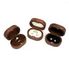 Jewelry Pouches Real Wood Mini Rings Box Women Wedding Gift Black Walnut Earrings Case Cute Curving Letter Propose Valentine's Day