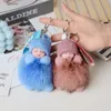 Portachiavi in peluche Vera pelliccia Pompon Portachiavi per bambino addormentato Carino Bambola birichino Borse per ragazza da donna Portachiavi Regalo Decorazione affascinante 230603