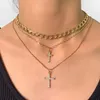 Kedjor Vintage Multi-Layer Heart Angel Crystal Cross Pendant Necklace For Women Gold Color Metal Chain Chokers Halsband Party Jewelry