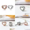 Charms Rose Gold или Sier Color Heart Charm Bead Fashion Женщины, потрясающий дизайн, европейский стиль подходит для браслета Pandora Panza0 Dhwdr