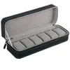 6 Slot Watch Box Portable Travel Dragkedja Case Collector Storage Jewel Storage BoxBlack277b