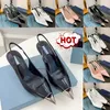 Desinger Sandals Женщины Slingback Pump Trapse Обувь высокие каблуки 75 -миллиметровые логотип заостренные пальцы носки.