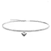 Pendant Necklaces MinaMaMa Stainless Steel Rhinestone Crystal Choker Heart Necklace For Women Fashion Tennis Jewelry