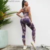 Women's Tracksuits Seamless Tie-Dyed Sets Sports Fitness High Waist Hip Raise Pants Cutout Bra Suit Workout Clothes Gym Leggings Set for Women T230605