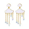 Stud Earrings Woman's Earring White Cloud Cute Rhinestone Temperament Fashion Women