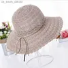 Mode d'été pliable seau cap coton plage arc chapeaux de soleil pour femmes mode femmes plage chapeau de soleil pliable à bords Str chapeau L230523