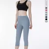 LL Calças Fiess de Sete Pontos Leggings Femininas Cintura Elástica de Secagem Rápida Esportes Apertados Respiráveis Lazer Hip Calças Cortadas Shorts Yoga Pêssego Hip Collants