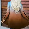 Kvinnors stickor Tie-Dye 3D Print Cardigan Women Autumn Casual Open Stitch Ladies Elegant Sweater Coat Blus kläder