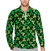 Polos pour hommes St Patricks Day Polos amples Homme Shamrock Imprimer Manches Longues T-Shirts Décontractés Rétro Printemps Chemise Personnalisée Grande Taille