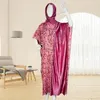Ethnische Kleidung 2023 Afrikanische Kleider für Frauen Sommer Elegante Oansatz Polyester Rose Rot Langes Kleid Muslimischen Mode Abaya Maxi