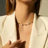 Chaînes MKOPSZ Simple bleu irrégulier losange pierre naturelle collier de perles pour les femmes mode bijoux accessoires colliers cadeaux