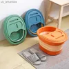 Lavandino pieghevole Pediluvio pieghevole Secchio Massaggio Lavanderia per la casa Vasca Secchio Pediluvio per bambini Lavabo portatile Coperchio per vasca da bagno L230523