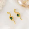 Pendientes colgantes de lujo con diamantes de imitación de esmeralda de serpiente para mujer, pendientes de animales Punk de cristal, accesorios de joyería, regalos para el Día de San Valentín