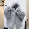 Peles 2022 New Ice Cream Cor Real Peur Coat Natural Fox Fur Nitting Craft Casat com moda com capuz Sweet Beauty Women Coat Winter