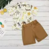 Kleding Sets Jongens Zomer Peuter Baby Cartoon Animal Print Korte mouw Bowtie T-shirt Broek Xmas Holiday Beach Kleding