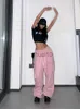 Kvinnor Pants Capris Houzhou Y2K Pink Cargo Parachute Pants Oversize Hip Hop Jogging Sweatpants Egirl 90s Aesthetic Vintage Wide Leg Byxor Kvinna J230605