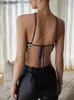 Débardeurs pour femmes Camis 2022 Été Tricoté Crop Top Femmes Spaghetti Strap Backless Sexy Débardeur Rayé Crochet Halter Top Y2K Camis Tanks T230605