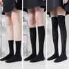 Frauen Socken Sexy Schwarz Weiß Gestreifte Lange Strumpfhosen JK Frau Samt Lolita Solide Hoch Über Knie Elastische Cosplay Oberschenkel strümpfe