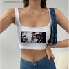 Kadın Tankları Camis Yaz Gündelik Harajuku Tişört Kadın Sokak Giyim Y2K mahsul üst vintage ulzzang serin Şeytan Şeytan Baskı Anime Tshirt kolu T230605