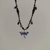 Chains Dark Dragonfly Necklace For Women Beaded Necklaces Female Trend Neck Gothic Fashion Couples Party Gift Accesorios Jewelry Man