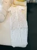 2023 Summer White Floral Lace Panelled Dress Short Sleeve V-Neck Midi Casual Dresses N3L042340