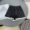 Zweiteiliges Kleid, zweiteiliges Designer-Set, Trainingsanzüge, Rock, schwarz, glänzend, glänzendes Pailletten-Kurzarm-T-Shirt und Paillettenhosen, sexy Partykleidung für Frauen BR0N