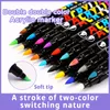 Markers 60/36 Colors Sketching Markers Set Dual Brush Acrylic Paint Pens for Calligraphy Lettering Rock Glass Canvas Metal Ceramic Wood 230605