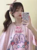 T-Shirt Deeptown Women's Anime Kawaii Harajuku Graphic Summer Soft Girl Cartoon Pink Top Cute Print T-shirt P230603