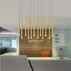 Lampadari Lampadario moderno LED in oro rosa Ristorante Lampadario semplice Duplex Building Bar Counter Hall Personalità creativa Designer Lampade lunghe