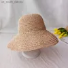 Moda lady strap kobiety letnie słońce Sunhat Panama Boater Floppy Bucket Cap Kobieta Kobieta Summer Hat Str Beach L230523