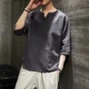 Vêtements ethniques Vêtements pour hommes Chemisier ample Costume traditionnel chinois Tang Cheongsam Vintage Wushu T-shirts orientaux T-shirt en lin