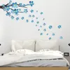 Nouveau style bleu prune stickers muraux art salon canapé chambre mur fond décorations prune fleur autocollants papier peint