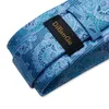 Bow Ties Designer Blue Paisley Floral Silk For Men Luxury Wedding Accessories Men's Neck Tie Set Handkerchief Cufflinks Gift