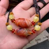 펜던트 목걸이 고대 천연 티베트 DZI 마노 목걸이 세 눈 Red Agat Real Turquoises Stone Choker 여성 치유