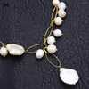 Hänghalsband guaiguai smycken 21 "naturligt vita keshi mynt pärlguldpläterad kedjehalsband för kvinnor