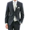 Men's Suits Dark Grey Costume Homme Blazer Trousers Wedding For Man 3Pc(Jacket Pants Vest Tie)Gentleman Slim Fit Groom Party Wear