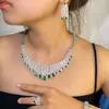 Серьги ожерелья устанавливают 4pcs свадебную цирконию для женщин.Изумруды.Лучшее роскошное качество. Luxury Dubai Nigeria CZ Crystal Wedding