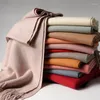 Scarves Winter 2023 Classic Fashion Pure Color Wool Women's Scarf Gold Soft Cashmere Elegant Imitation Warm Shawl